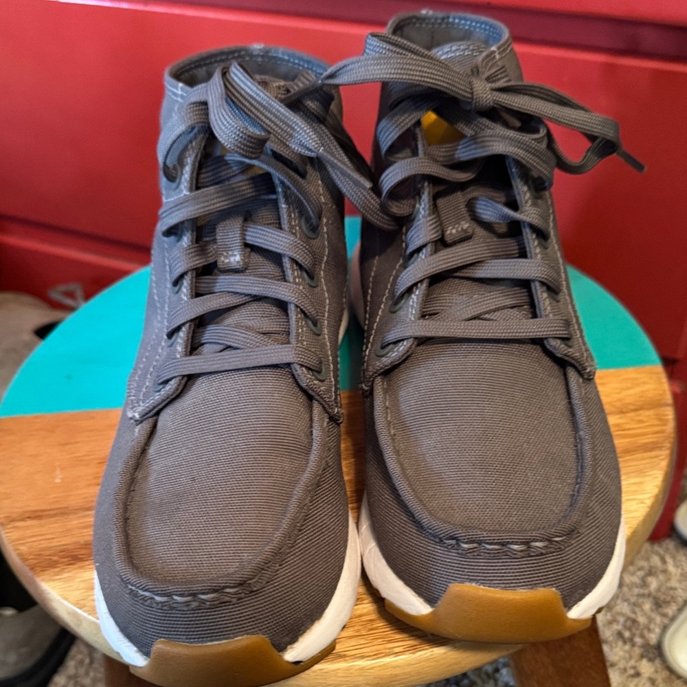 Charcoal High-Top Canvas Boot  with White Sole